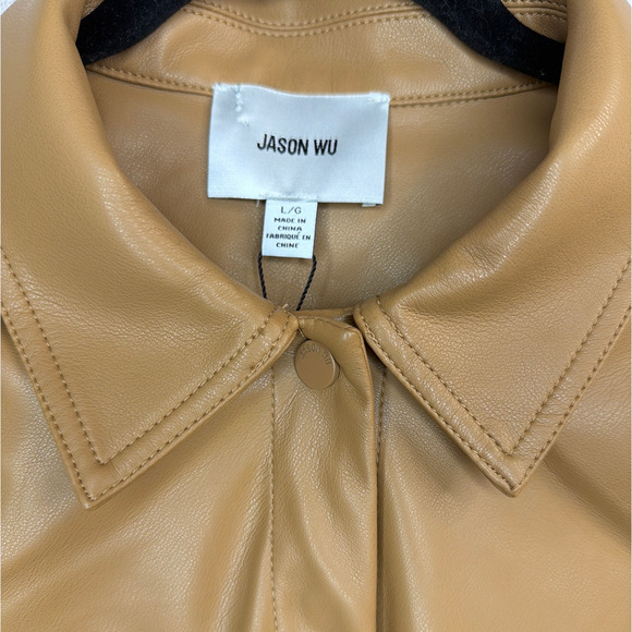 Jason Wu Flap Patch Pocket Faux Leather In Camel Jacket Women's Size Large - Picture 4 of 9
